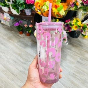 Starbucks Summer 2021 Pink Leopard Glass Cup